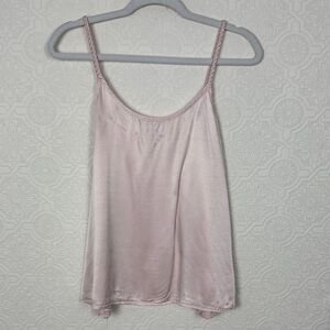 PJ Harlow Daisy‎ Pink Satin Camisole Tank Top Size Small Braided Straps